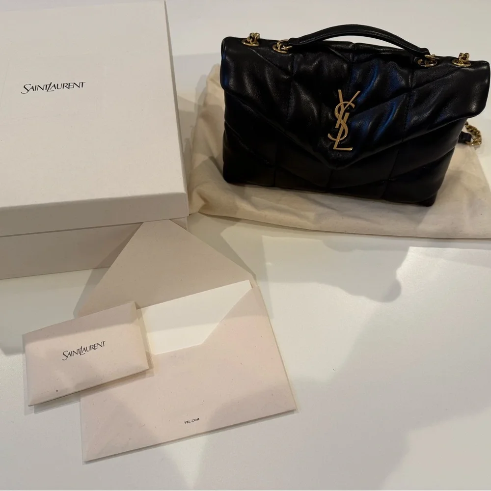 Saint Laurent Toy Puffer Bag in Quilted Lambskin, Noir, NWT - Picture 4 of 14